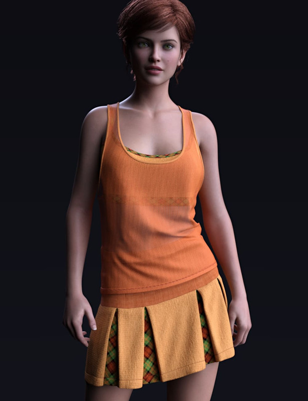 dForce Tank Top Outfit for Genesis 8 and 8.1 Females_DAZ3D下载站