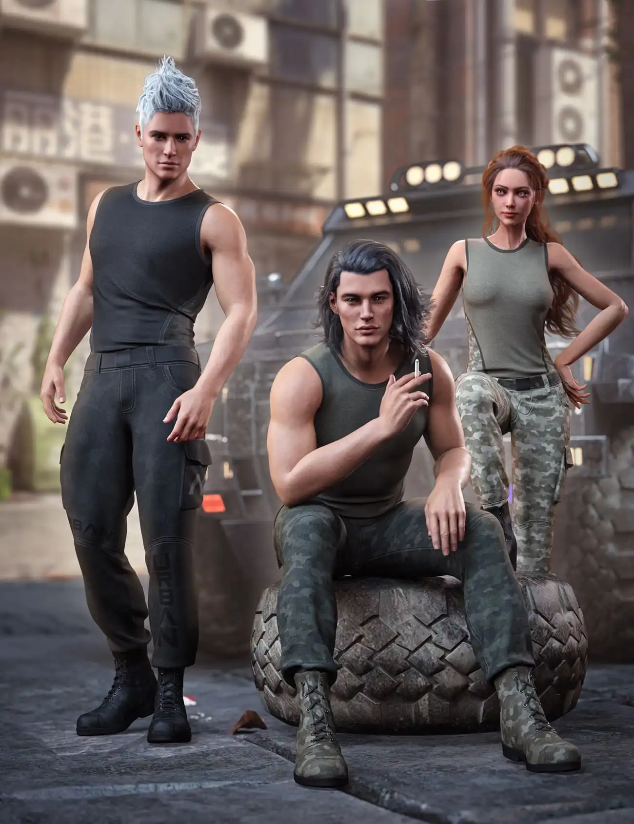 dForce Urban Military Outfit for Genesis 9, 8.1, and 8_DAZ3D下载站