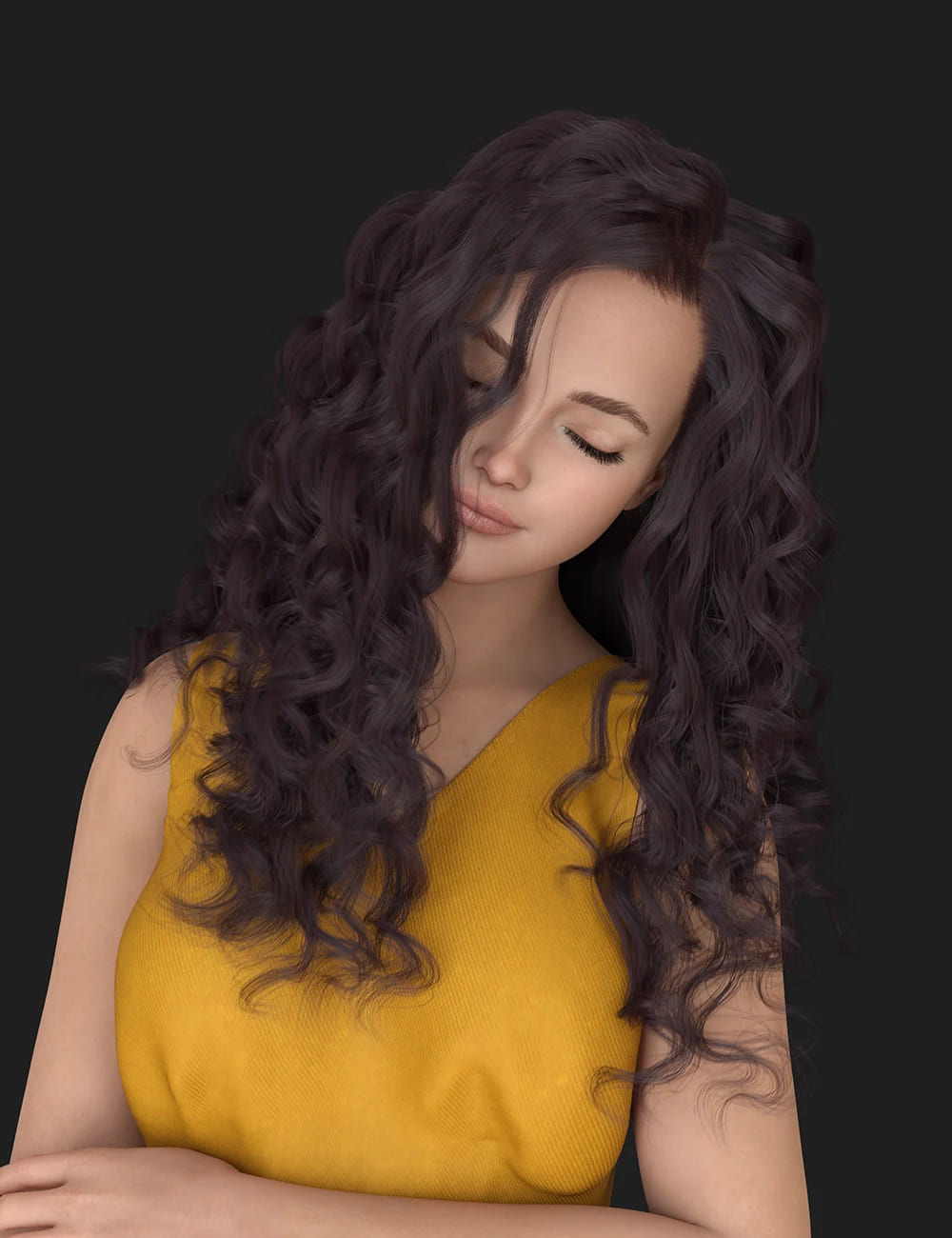 dForce XYZ Adorable Curly Hair for Genesis 9_DAZ3D下载站