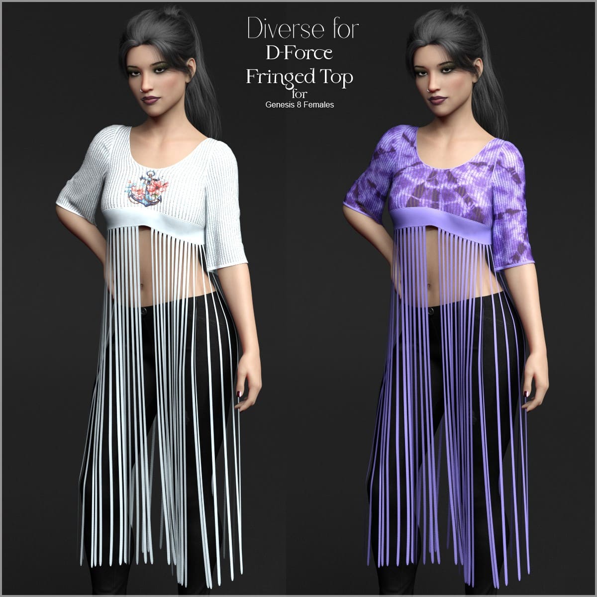 Diverse for D-Force Fringed Top_DAZ3D下载站