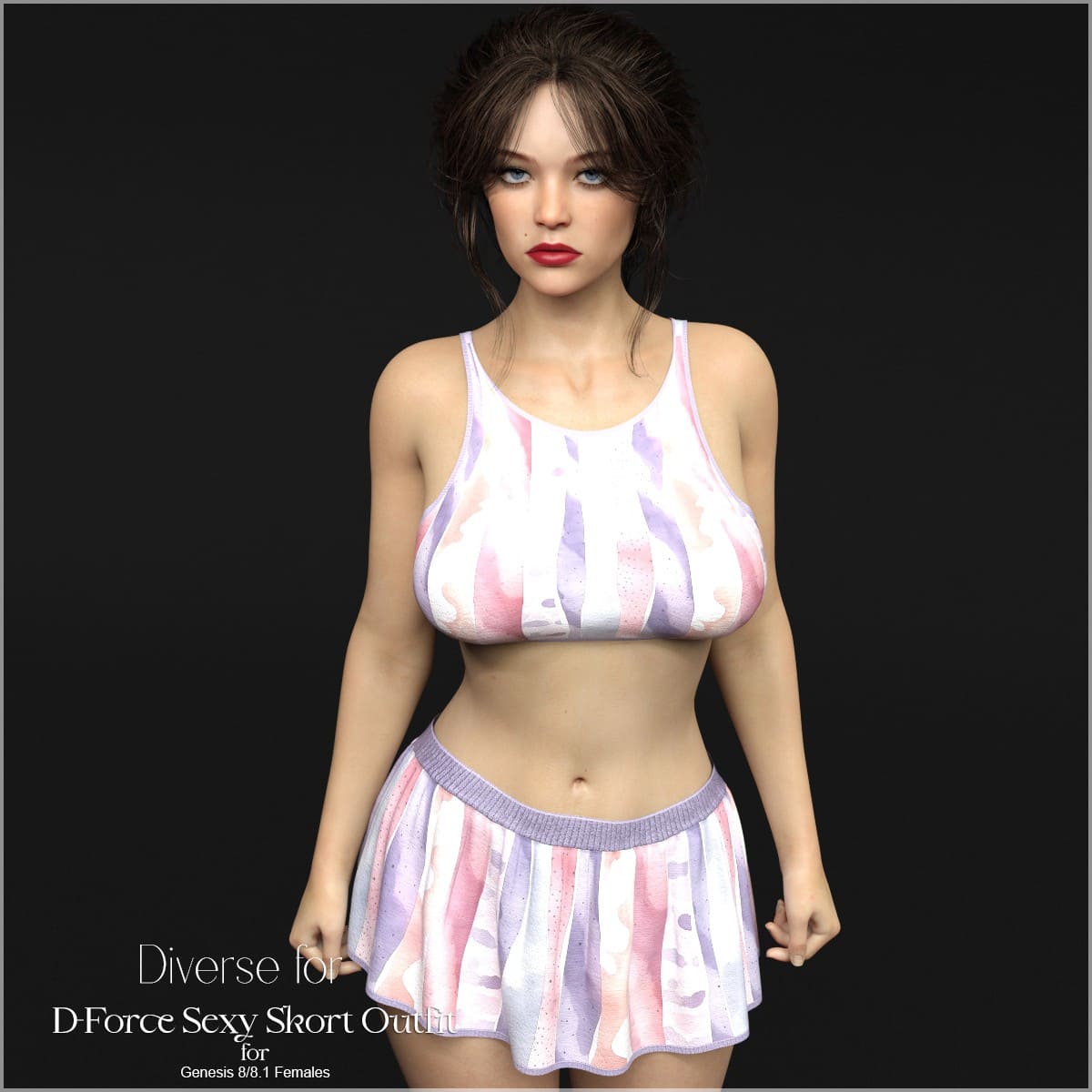 Diverse for D-Force Sexy Skort Outfit for G8F and G8.1F_DAZ3D下载站