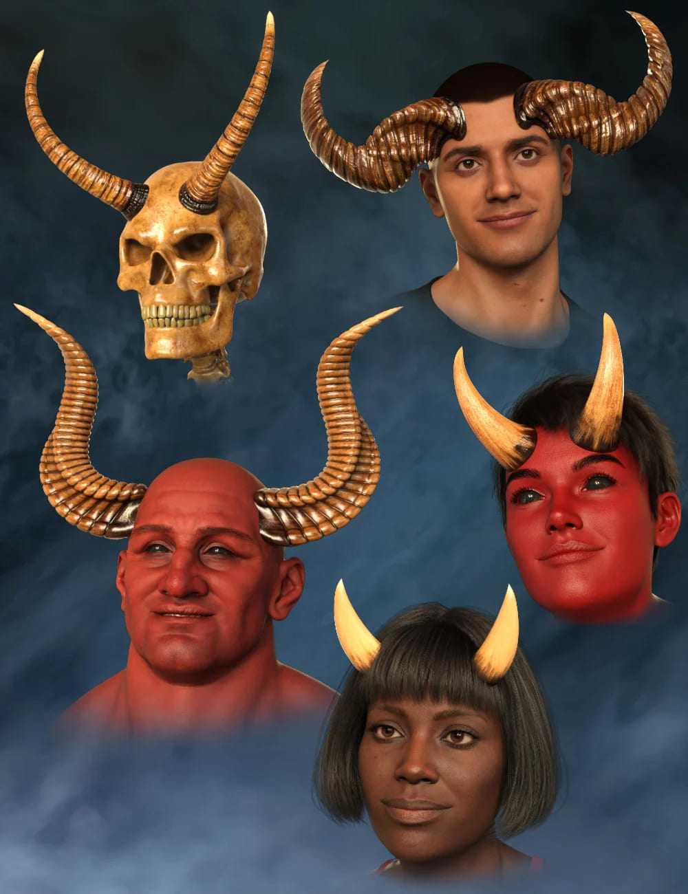 Evil Horns for Genesis 9_DAZ3D下载站