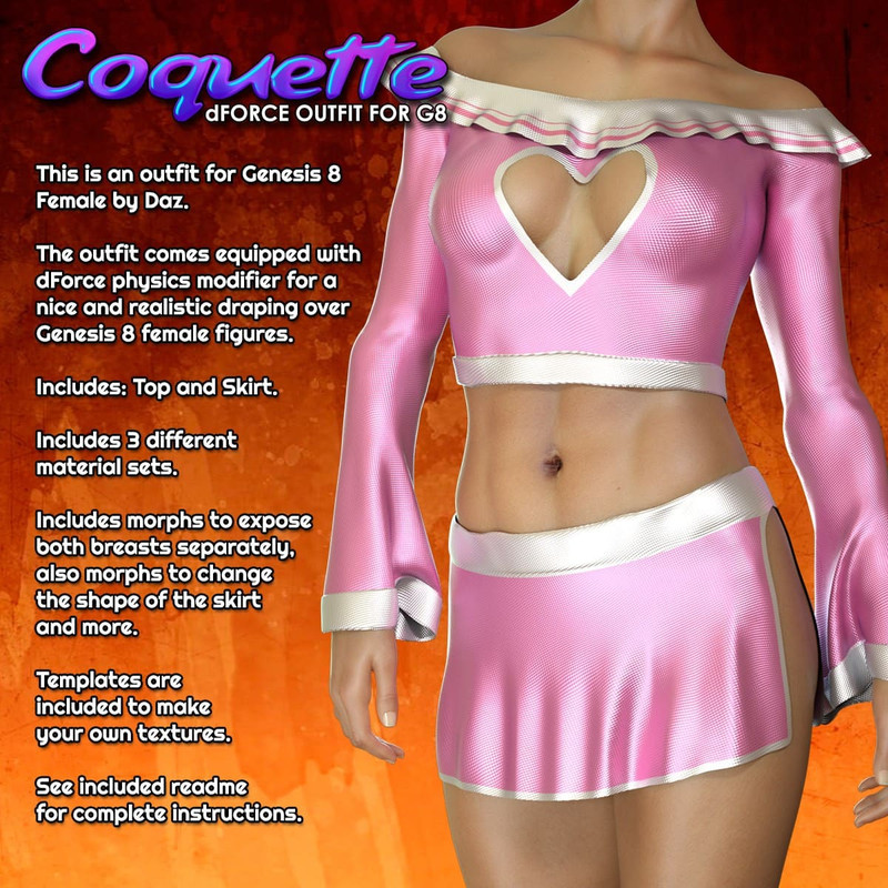 Exnem dForce Coquette Outfit for Genesis 8 Female_DAZ3D下载站