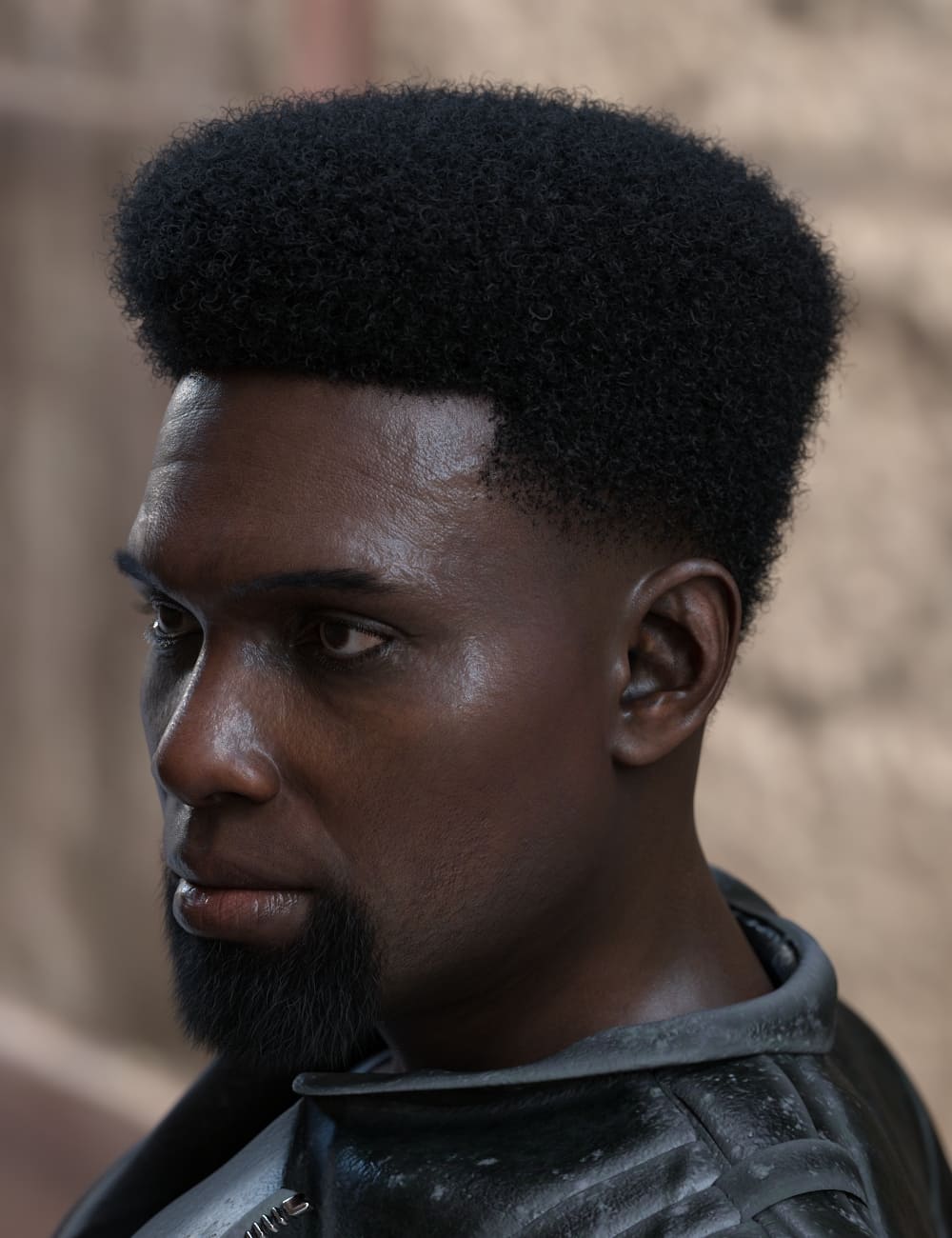 Faded Afro Hair and Beard for Genesis 9_DAZ3D下载站