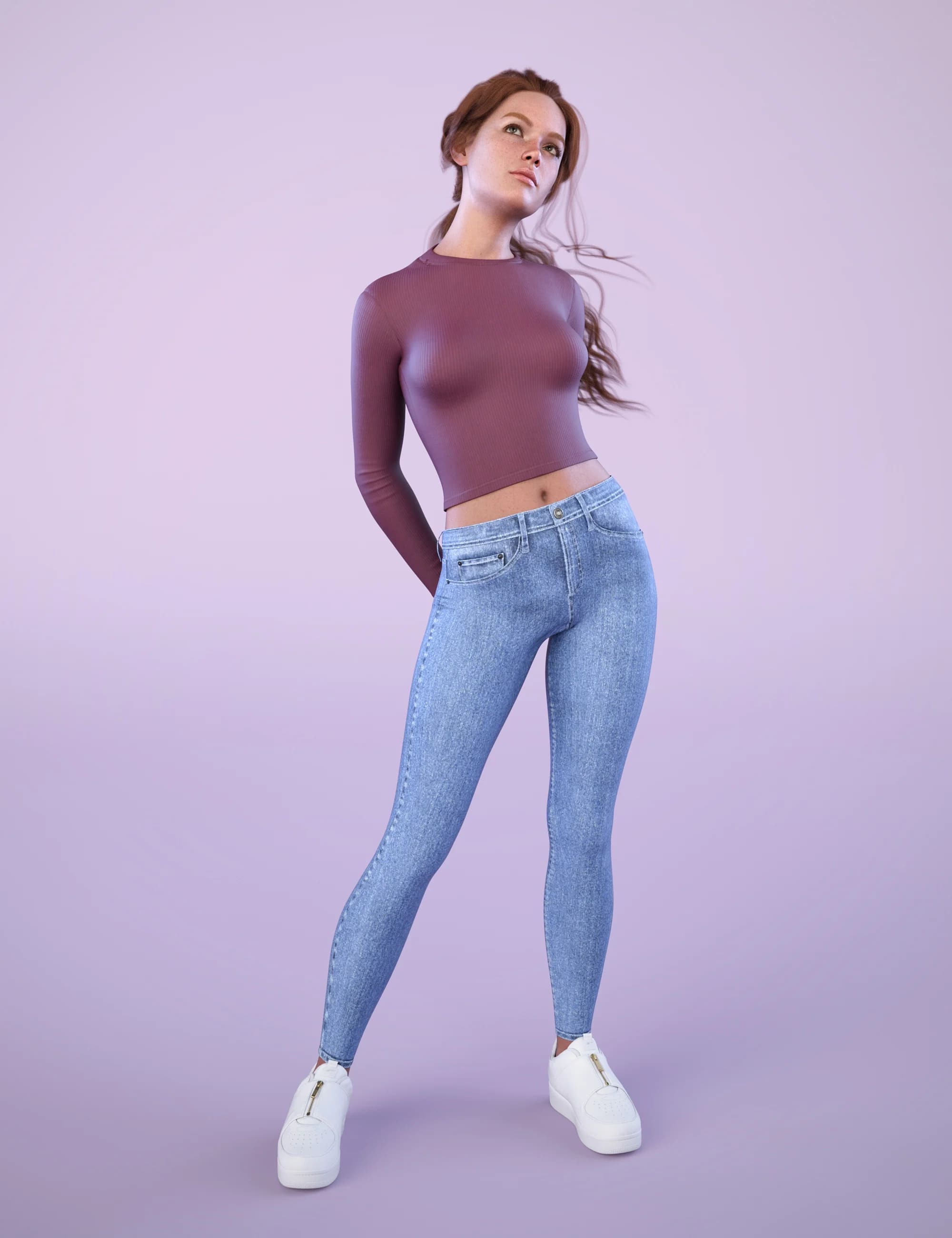 NG High Waist Skinny Jeans Outfit for Genesis 9_DAZ3DDL