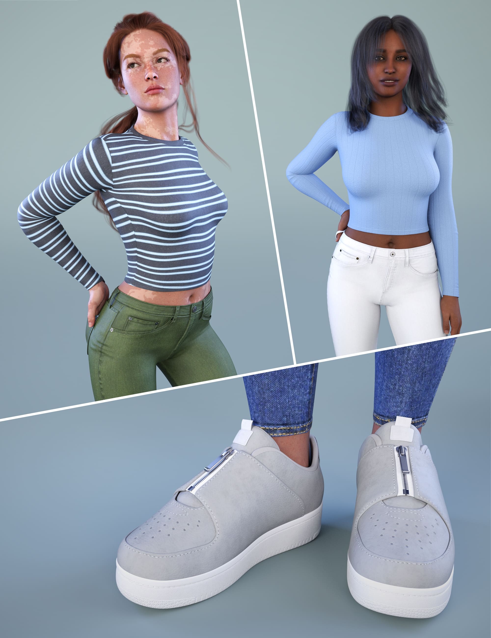 NG High Waist Skinny Jeans Outfit Texture Expansion_DAZ3D下载站