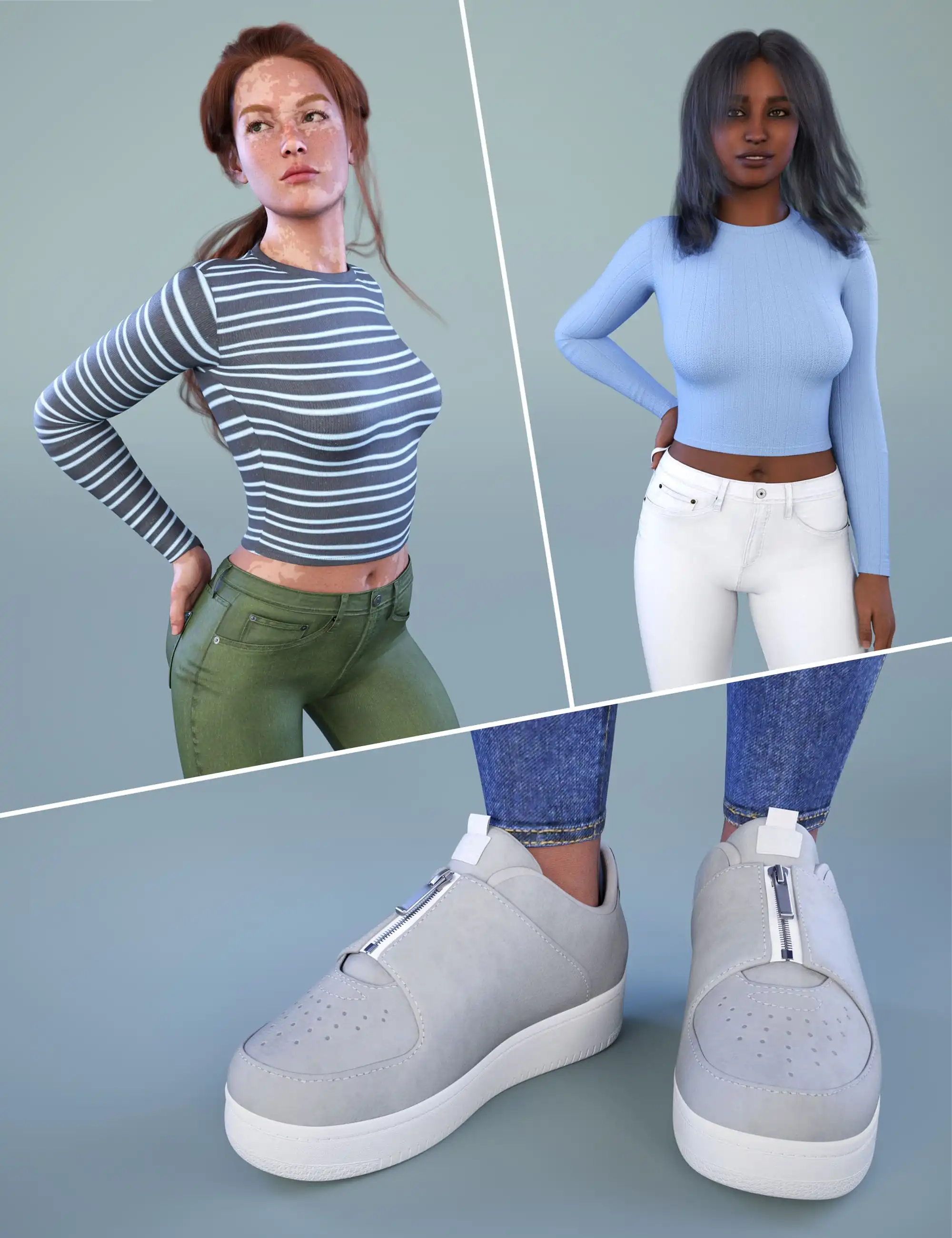 NG High Waist Skinny Jeans Outfit Texture Expansion_DAZ3D下载站