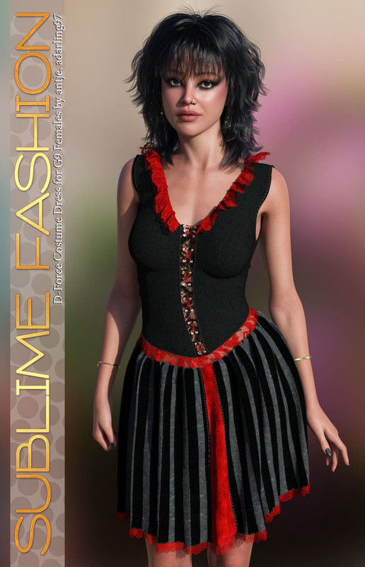 Sublime Fashion for D-Force Costume Dress for G9 Females_DAZ3D下载站