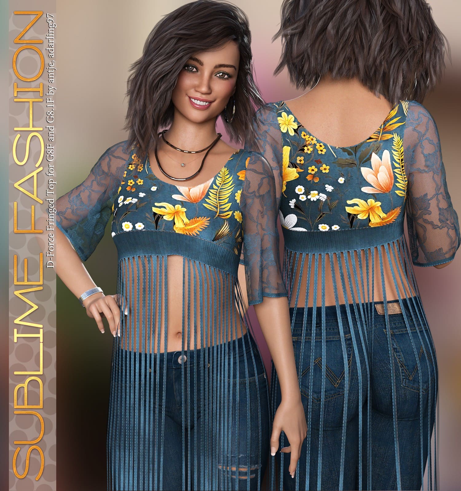 Sublime Fashion for D-Force Fringed Top for G8F and G8.1F_DAZ3DDL