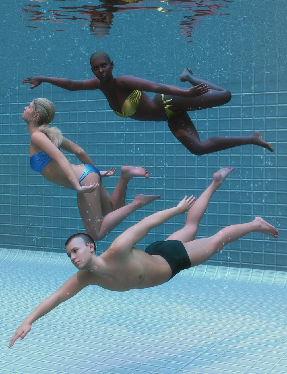 Underwater Poses for Genesis 9_DAZ3D下载站