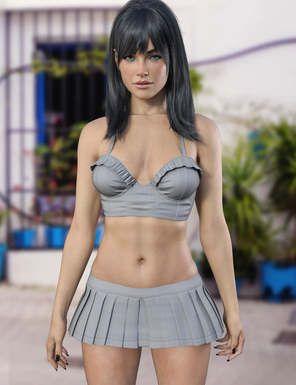 X Fashion Confident Skirt Outfit for Genesis 9_DAZ3D下载站