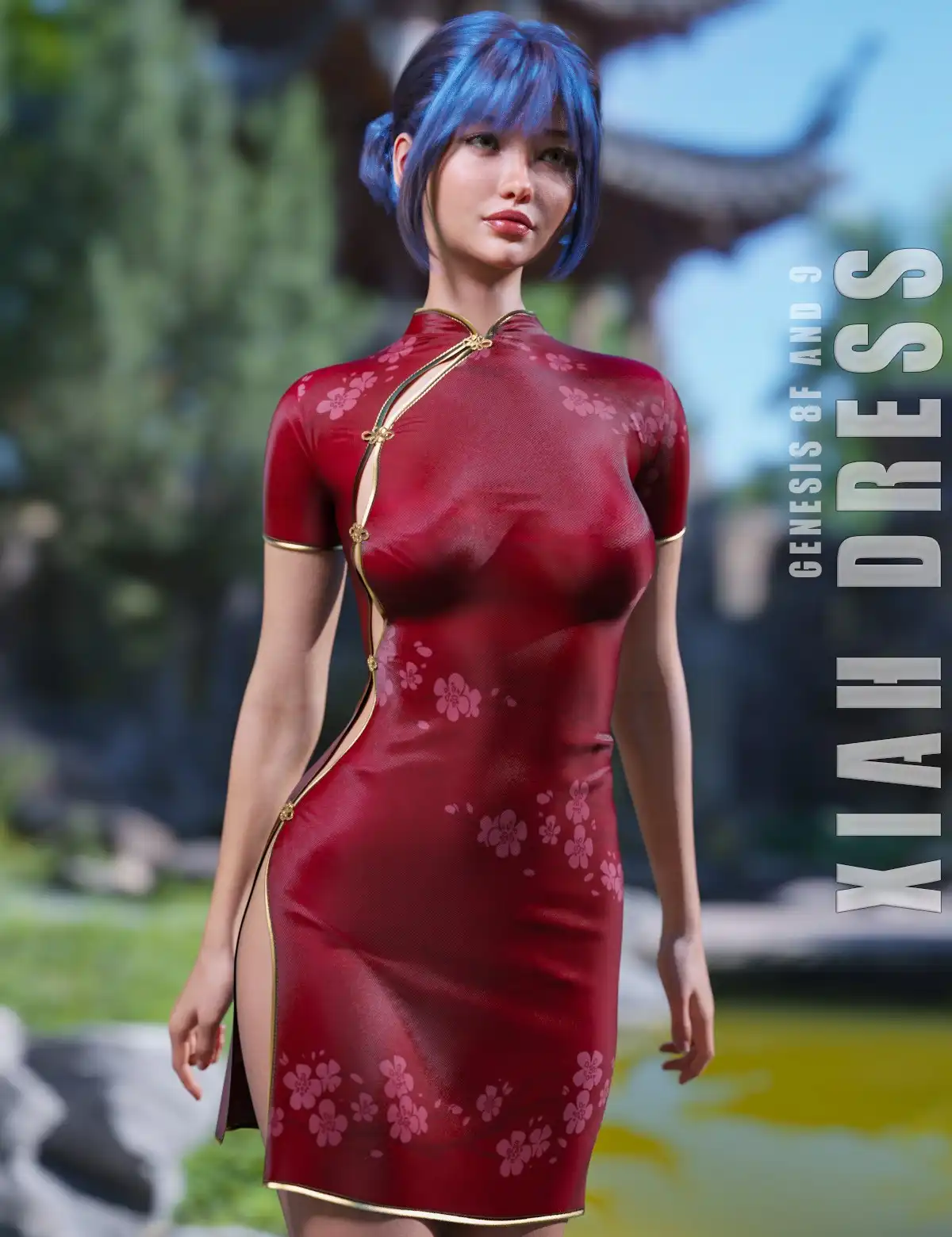 dForce Xiah Dress Genesis 8-8.1F and G9_DAZ3D下载站