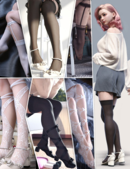 KuJ Kawaii Fashion Socks and Shoes Collection 3 for Genesis 9_DAZ3D下载站