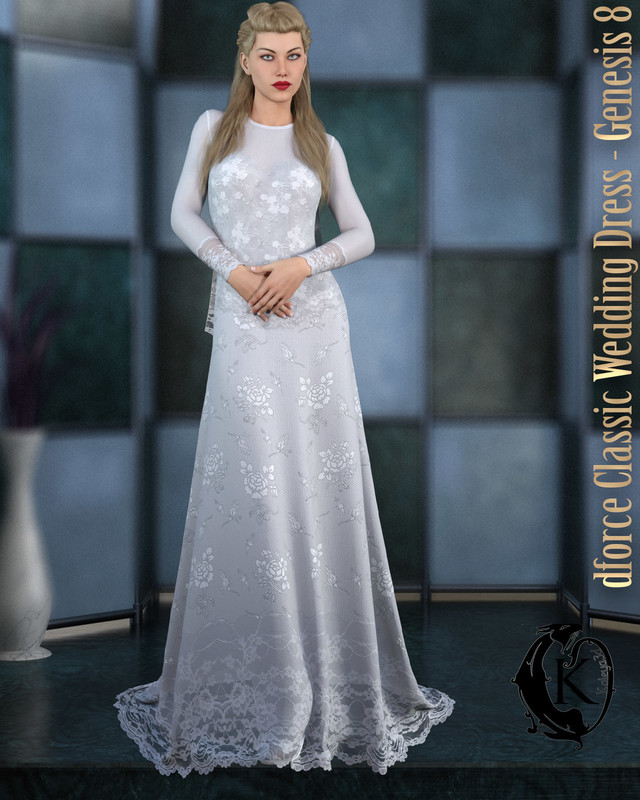dforce – Classic Wedding Dress – Genesis 8_DAZ3D下载站