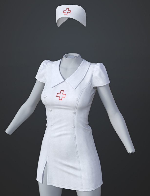 dForce SU Nurse Uniform Outfit for Genesis 9, 8.1, and 8 Female_DAZ3D下载站