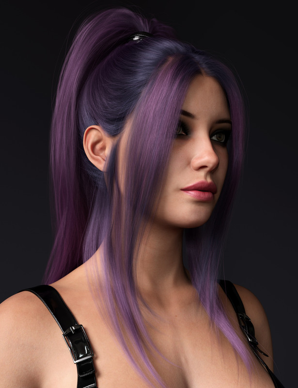 3-in1 Gothic Style Ponytail Hair Color Expansion_DAZ3D下载站