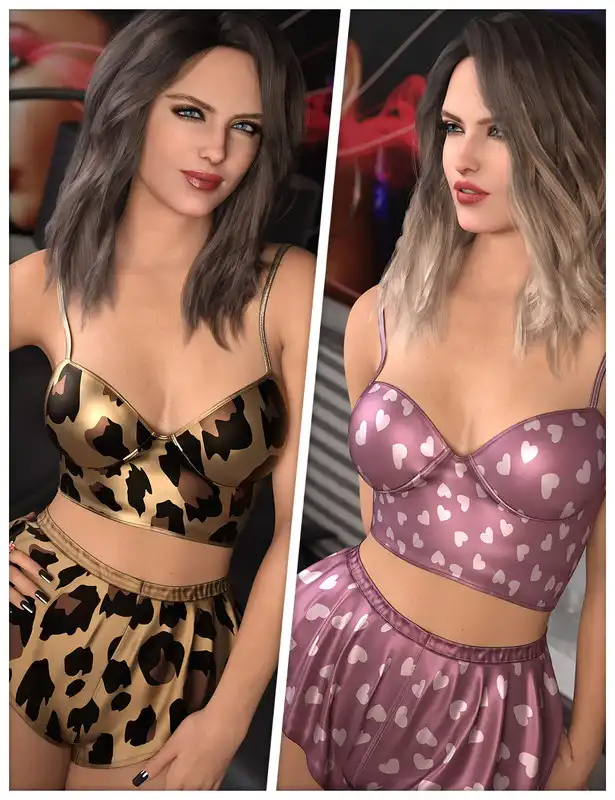 Sleepovers Textures for dForce Satin Pyjamas Set_DAZ3DDL