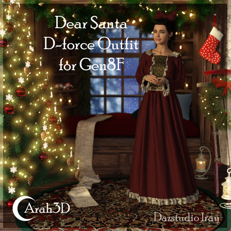 Arah3D Dear Santa D-force Outfit for G8F_DAZ3D下载站