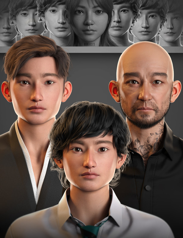 Head Shapes Male for Hanako 9_DAZ3D下载站