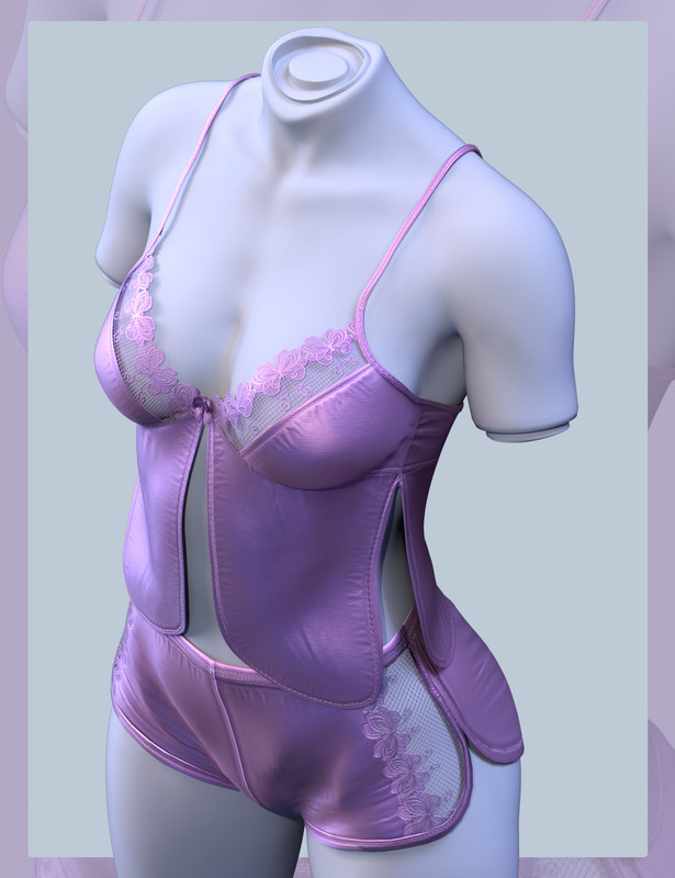 dForce X-Fashion Floral Lace Sleepwear for Genesis 9, 8.1, and 8 Female_DAZ3DDL