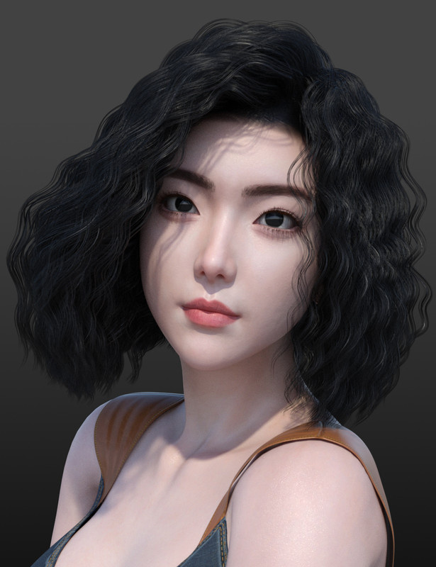 JL Hair – Curly Hair for Genesis 9_DAZ3D下载站