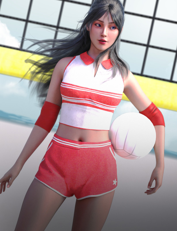 dForce LA Volleyball Uniform for Genesis 8 Female and 9_DAZ3D下载站