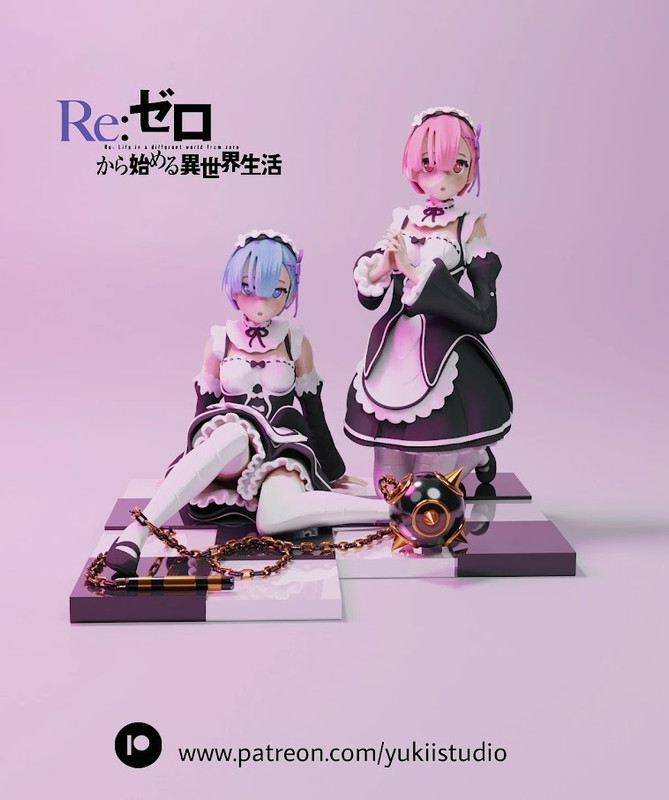 Re-zero Rem and Ram (3D-Print)_DAZ3D下载站