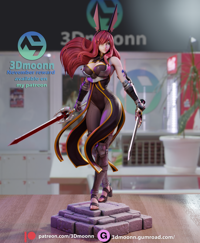 3DMoonn – Erza Scarlet (3d-print)_DAZ3D下载站