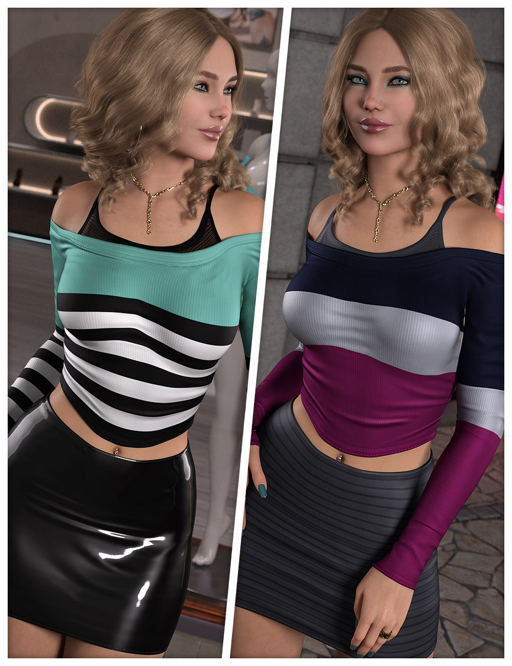 Selected Textures for dForce SU Off Shoulder Suit_DAZ3DDL