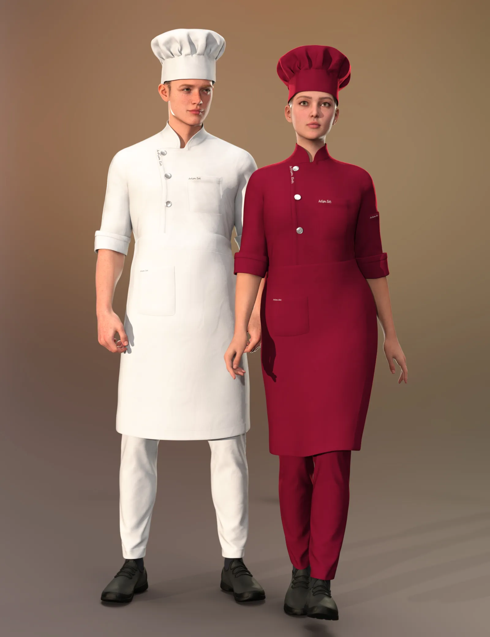 dForce MK Chef Uniform for Genesis 9_DAZ3D下载站