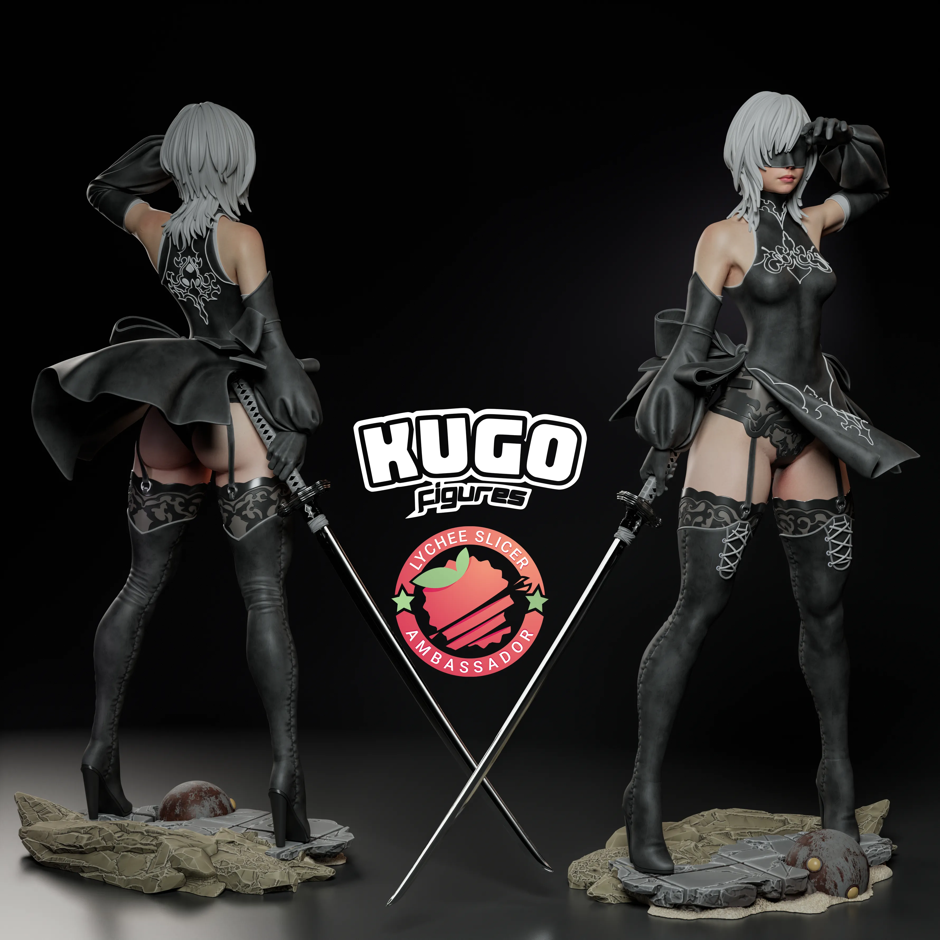 KuGo figures – 2B Nier Automata (3d-print)_DAZ3DDL