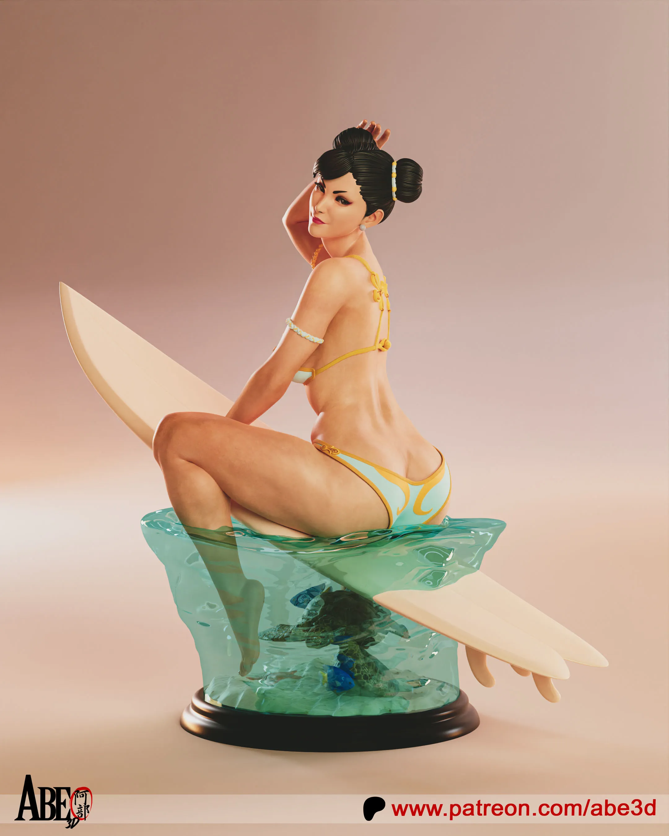 Abe3D – Chun li surf (3d-print)new _DAZ3D下载站