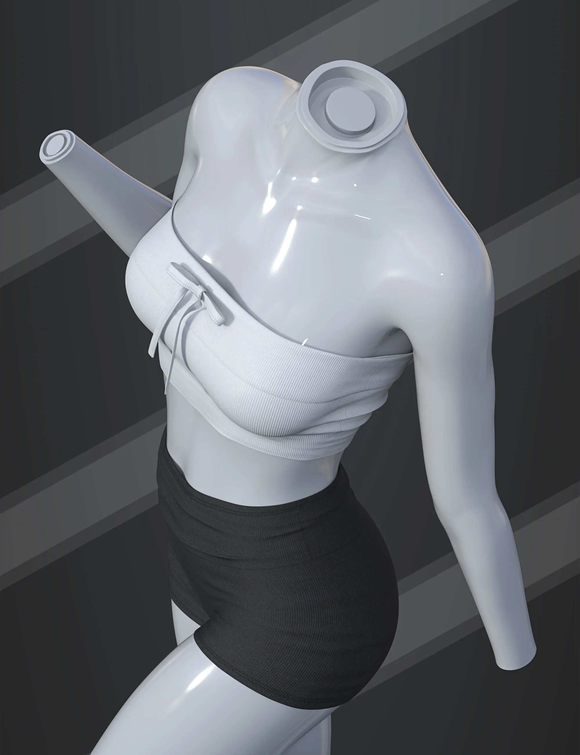dForce SU Stylish Strapless Shorts Outfit for Genesis 9, 8.1, and 8 Femalenew _DAZ3DDL