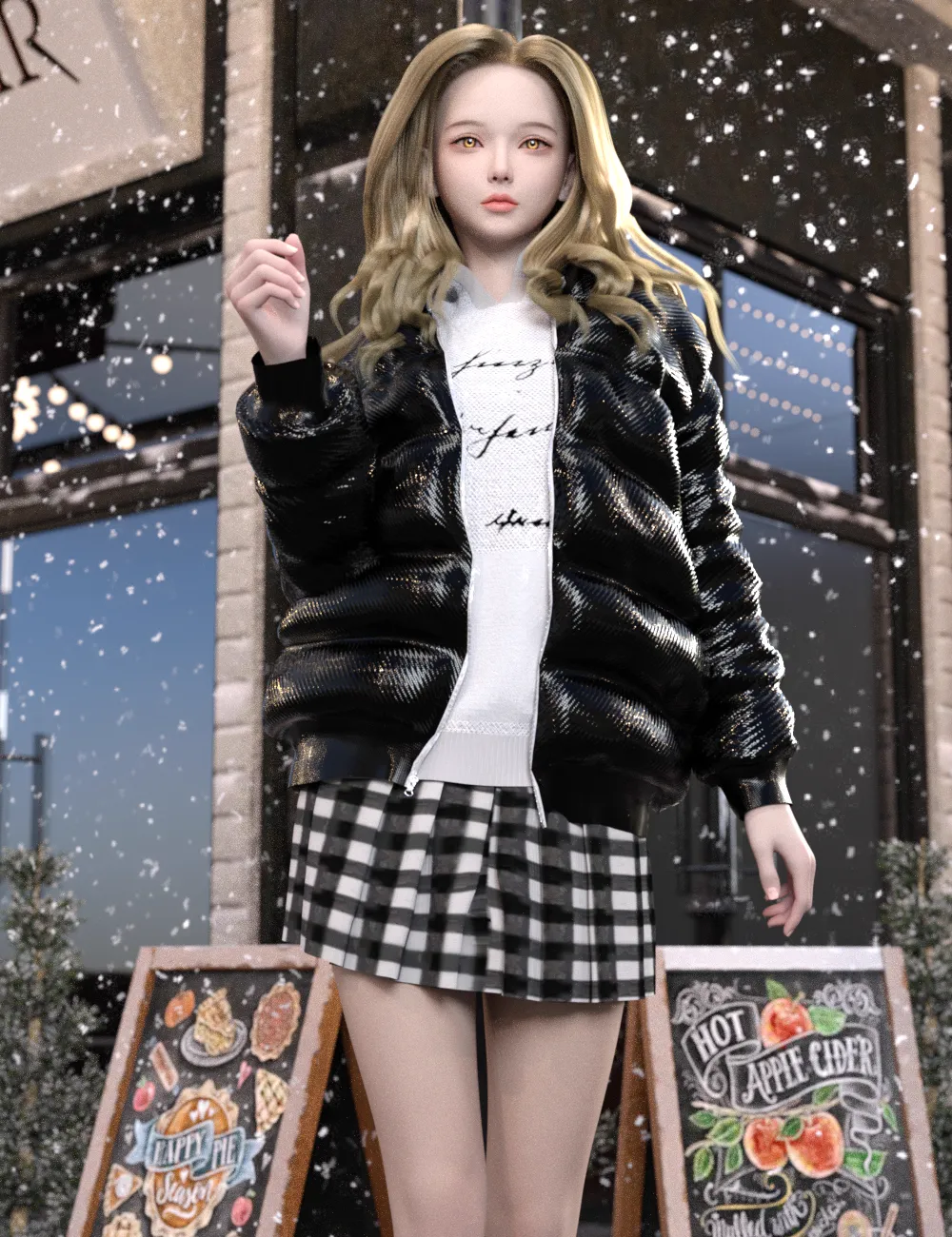 EG Down Jacket and Hair Genesis 9 Bundlenew _DAZ3D下载站