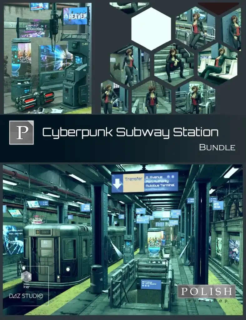 Cyberpunk Subway Station Bundle_DAZ3D下载站