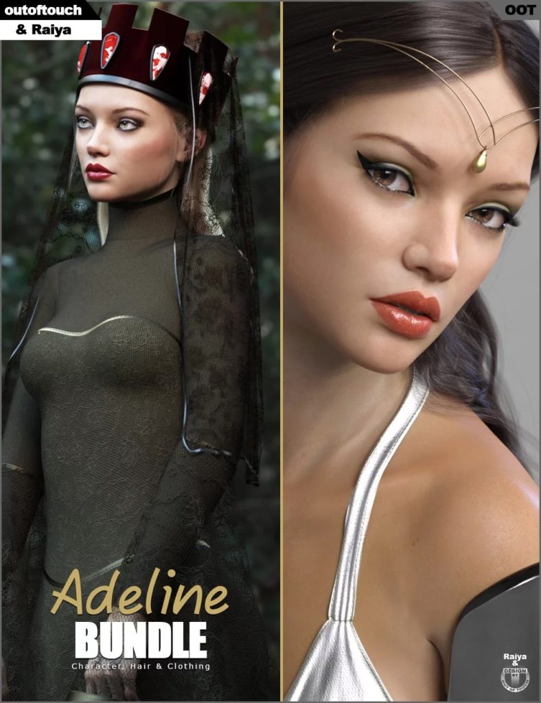 High Fantasy Adeline Clothing, Character and Hair Bundle_DAZ3D下载站