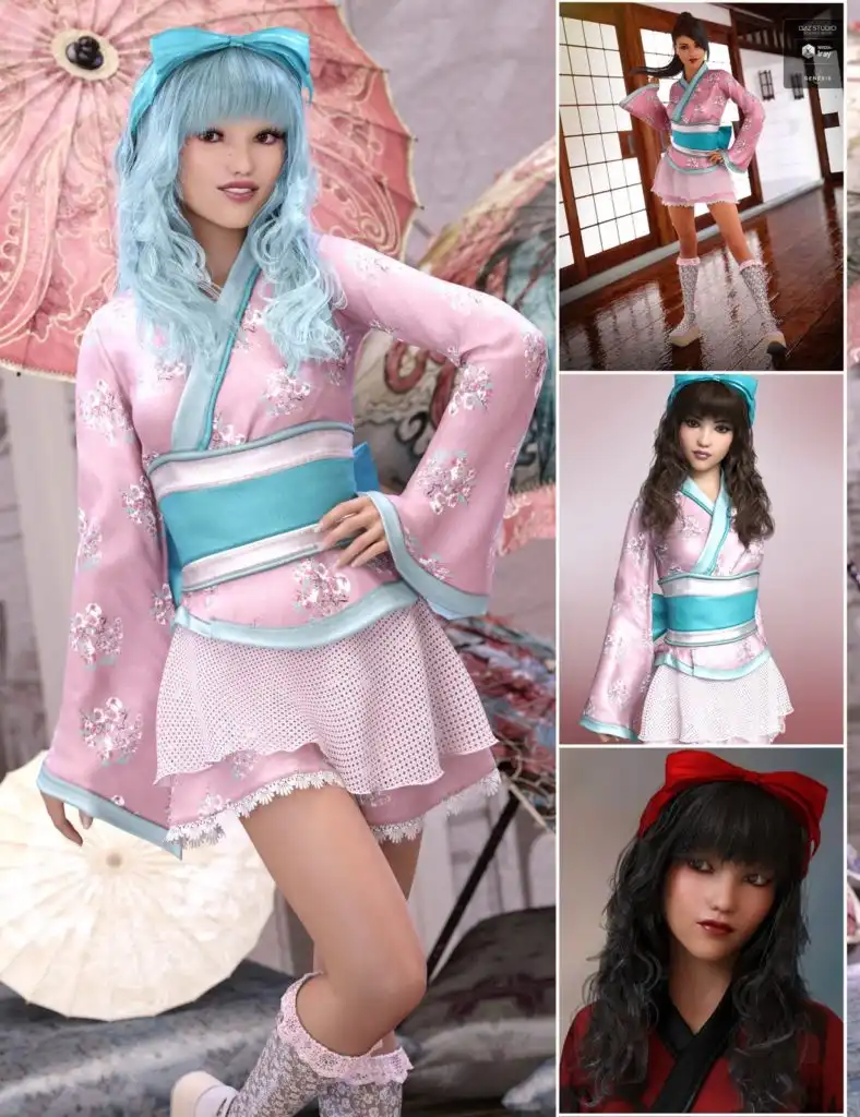 Kawaii Kimono Bundle for Genesis 8 Female_DAZ3D下载站