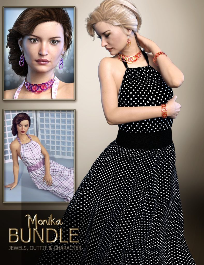Monika Bundle – HD Character, Jewelery and Outfit_DAZ3D下载站
