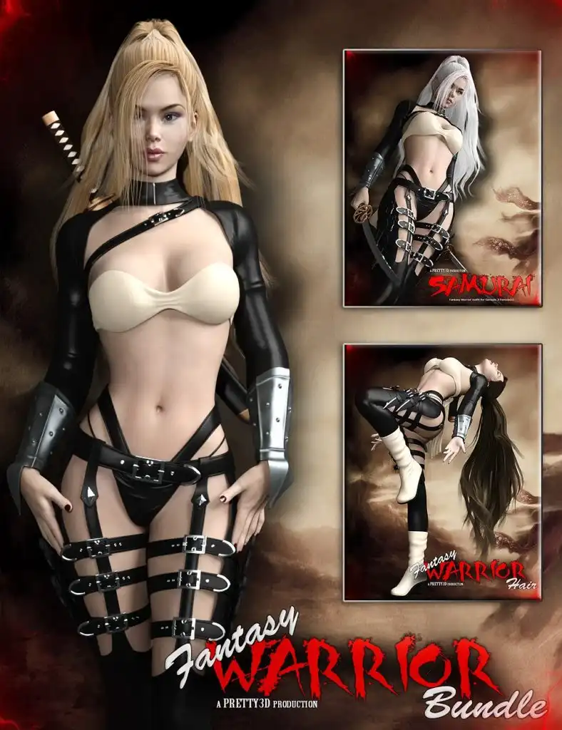 Samurai Fantasy Warrior Bundle_DAZ3D下载站
