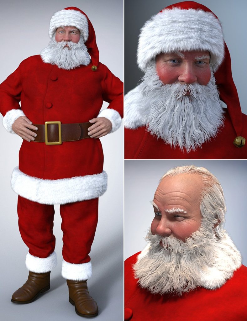Santa Claus Outfit, Character and Hair Bundle_DAZ3D下载站