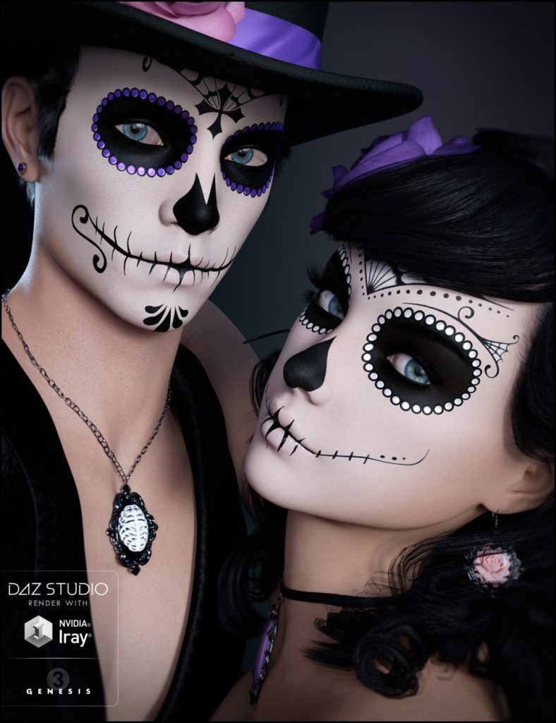 Sugar Skulls Bundle: Characters, Accessories and Poses_DAZ3DDL