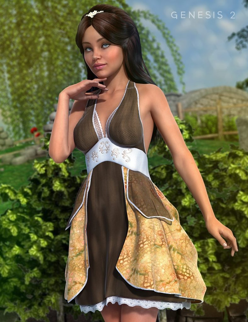 Antoinette Dress for Genesis 2 Female(s)_DAZ3D下载站