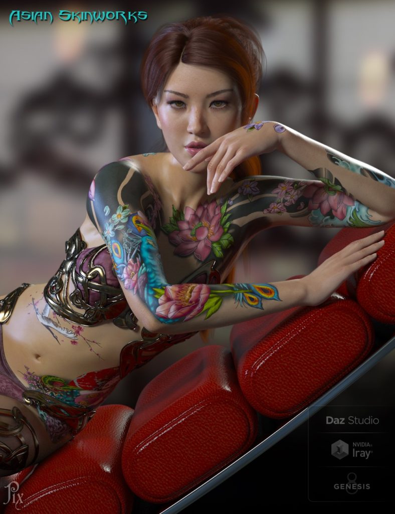 Asian SkinWorks L.I.E. Tattoos for Genesis 3 and 8 Female(s)_DAZ3DDL