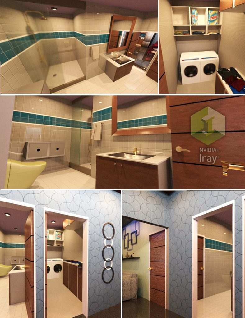 Bathroom and Laundry Area Set with Props_DAZ3D下载站