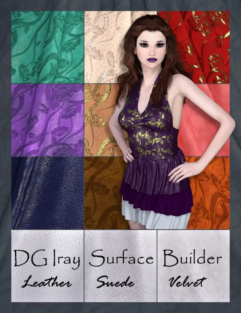 DG Iray Surface Builder – Leather Suede Velvet – Shaders and Merchant Resource_DAZ3DDL