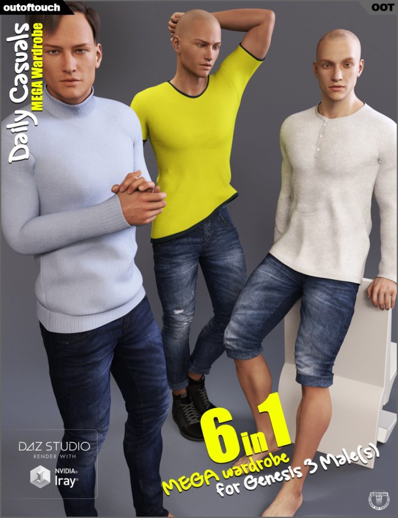 Daily Casuals MEGA Wardrobe for Genesis 3 Male(s)_DAZ3DDL