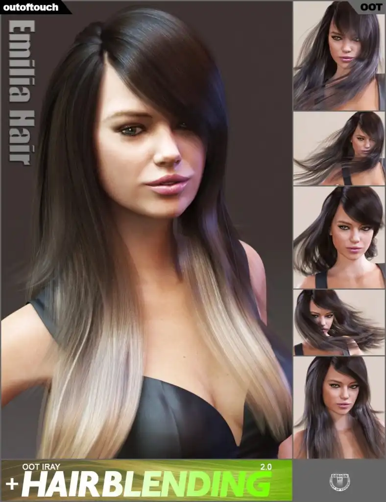 Emilia Hair and OOT Hairblending 2.0 for Genesis 3 Female(s)_DAZ3DDL