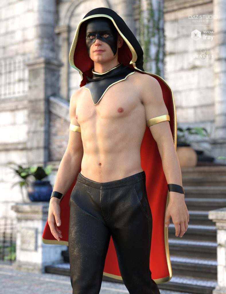 Fantasy Collar, Mask,and Cloak for Genesis 8 Male(s)_DAZ3D下载站
