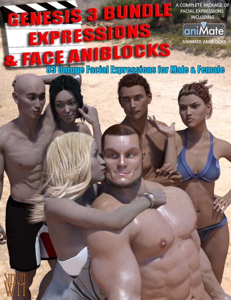 Genesis 3 Bundle Expressions & Face aniBlocks_DAZ3DDL