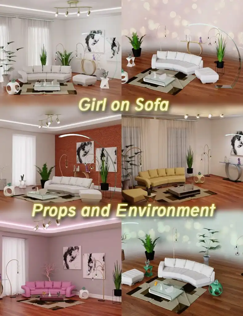 Girl on Sofa Props and Environment_DAZ3DDL